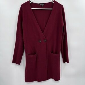 J. Crew‎ Womens Collarless Sweater Blazer Size XS Burgandy J8002 Preppy Academia